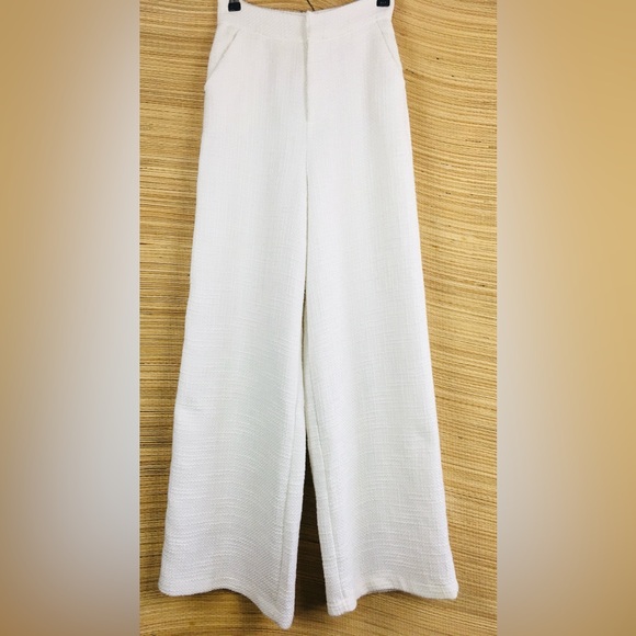 Showpo Walters Wide Leg High Waist Tailored Pants In White-IvoryTweed Size 2 - Picture 6 of 14